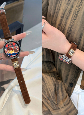 【绒面插画小狗】适用华为GT6表带手表GT5新款watchgt5智能GT5pro绒面布料41mmGT4插画可爱狗GT3女款GT2秋冬