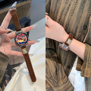 watchgt5智能GT5pro绒面布料41mmGT4插画可爱狗GT3女款 适用华为GT6表带手表GT5新款 GT2秋冬 绒面插画小狗