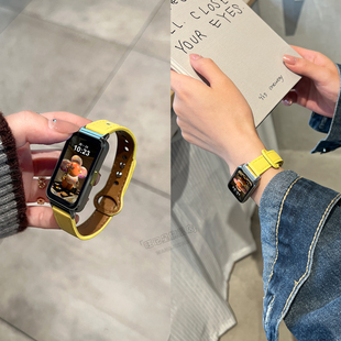 适用华为手环10表带9nfc版腕带夏季8智能运动7高级感6pro小众女皮质b5运动颜值专用真皮九原装正品官方七