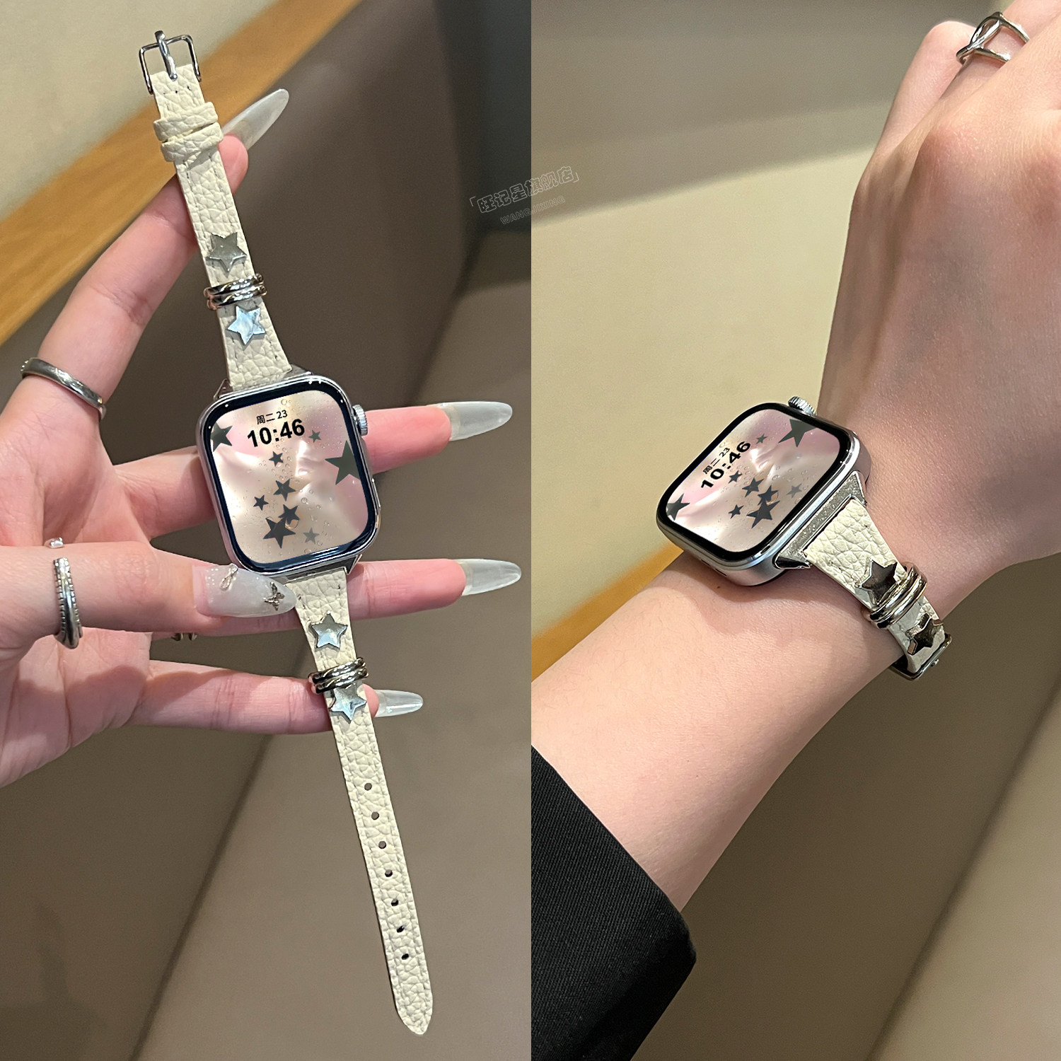 适用华为fit5手表表带FIT4腕带快拆接口Watch Fit4/5pro铆钉星星皮带智能fit3小众高级感细款女时尚替换腕带