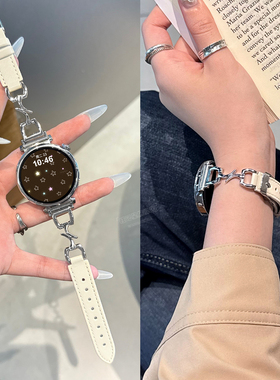 【月牙扣】适用华为GT6表带手表GT5新款watchgt5智能GT5pro月牙金属拼真皮质41mmGT4秋冬高级感GT3小众女款