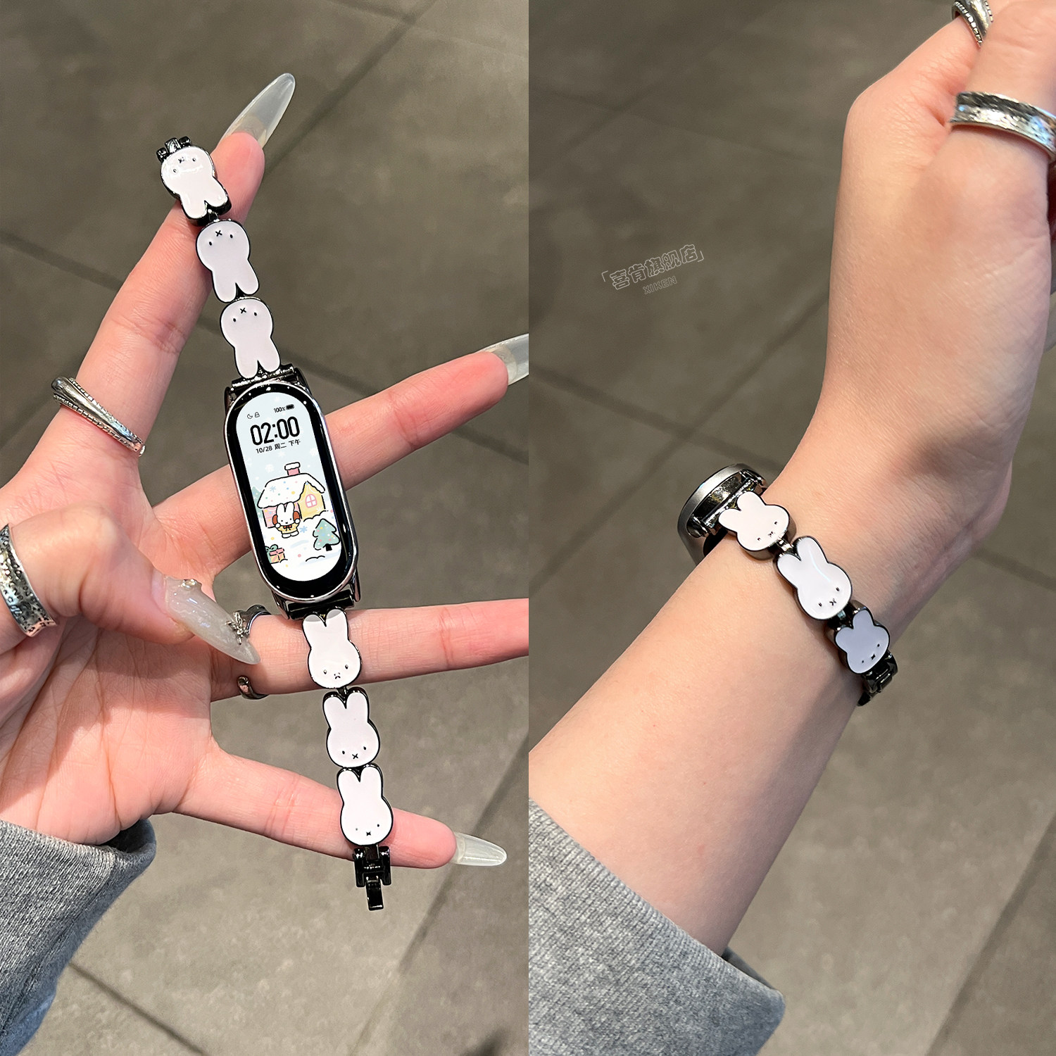 【米菲兔表链】适用于小米手环10表带9金属8米菲兔腕带xiaomi10女ins风十代小众高级米10nfc通用替换配件带