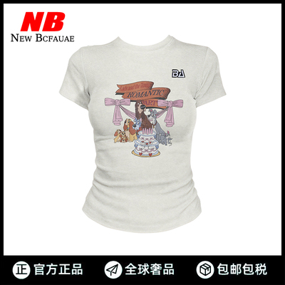 New Bcfauae NB官方正品短袖女夏季可爱卡通趣味字母印花T恤美式