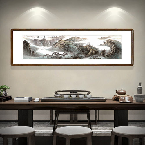 江山如此多娇国画山水画有框客厅背景墙装饰画书房办公室横壁画