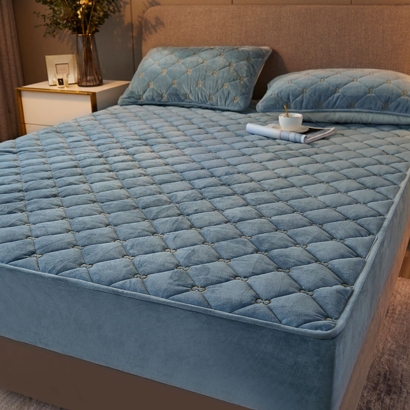 单件水晶绒床笠加厚夹棉床罩冬季保暖珊瑚绒床立防滑固定三件