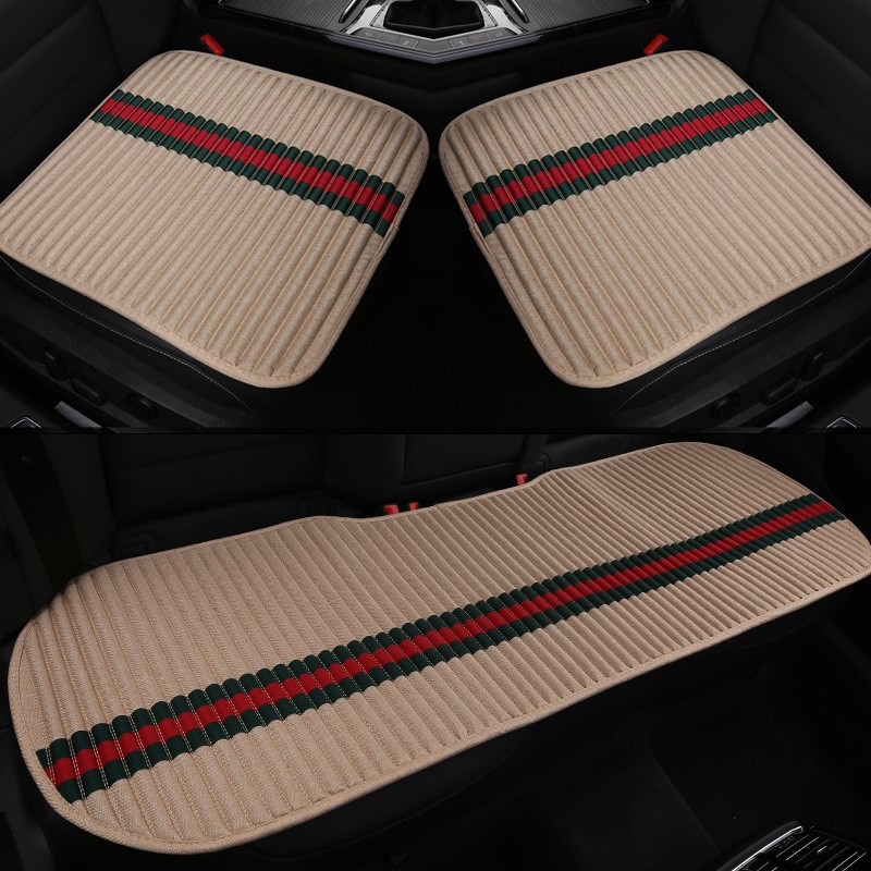 汽车坐垫三件四季通用单片亚麻单个屁屁垫无靠背冬季半包车座垫