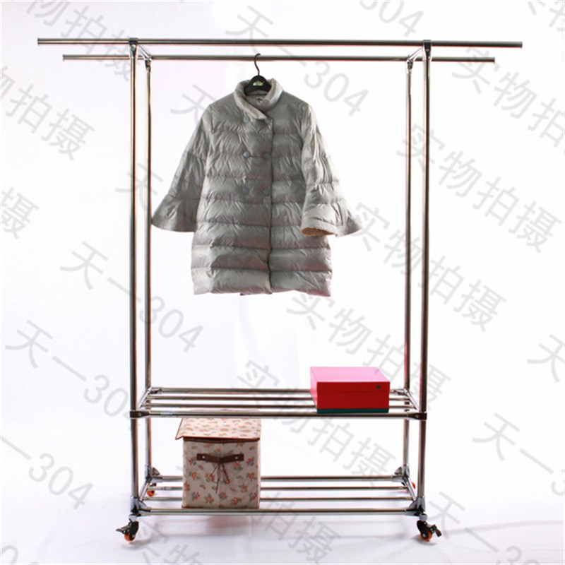 不锈钢杆加厚晒衣架衣架子落地阳台室内晾衣架定制挂衣杆