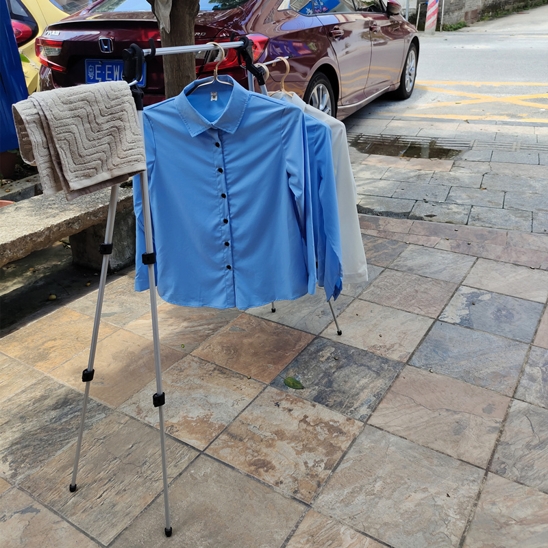 迷你便携旅行晾衣架阳台置地晒挂衣架伸缩折叠铝合金晾衣杆