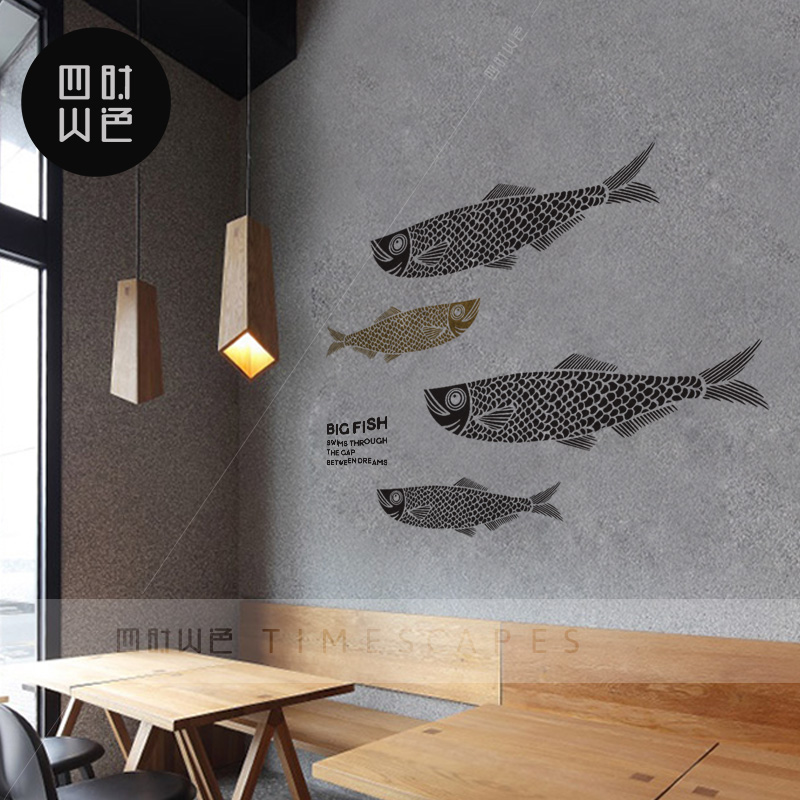 创意个性大型鱼类装饰墙贴纸涮锅餐厅餐馆饭店铺橱窗玻璃门贴纸画图片
