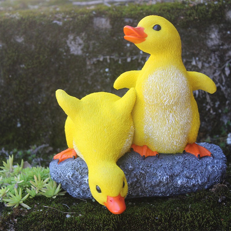 创意鸭子喝水摆件树脂仿真动物微景观多肉水培盆花园水池造景装饰