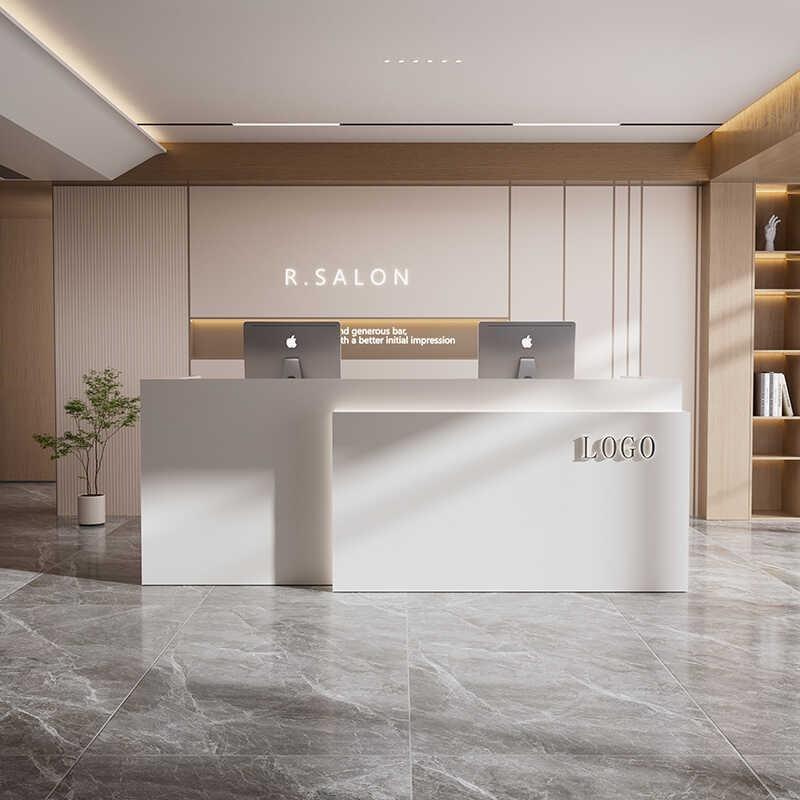 收银台店铺小型现代公司前台接待台院柜台婚纱店烤漆吧台