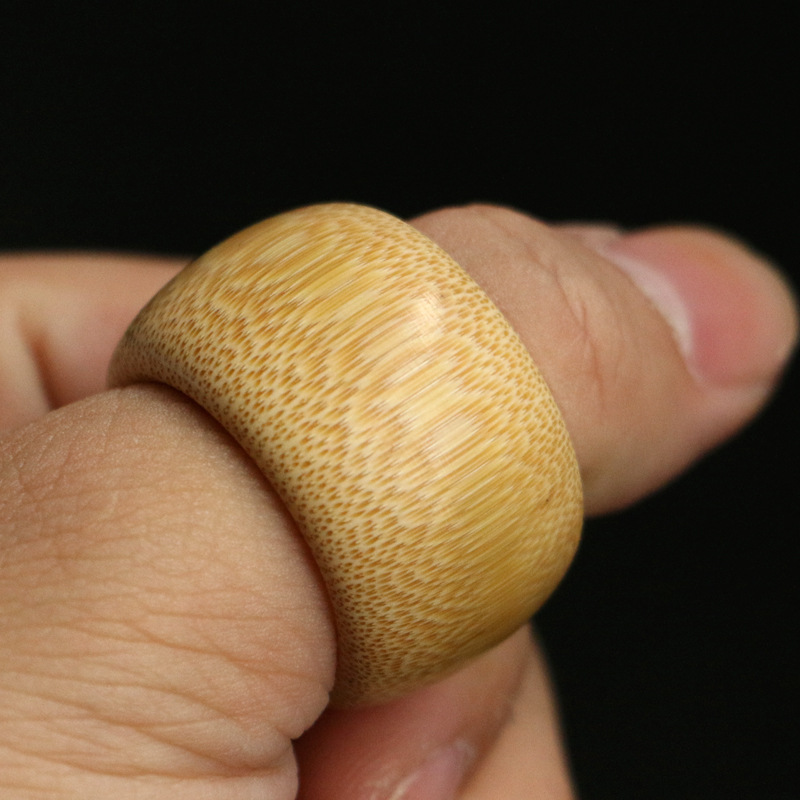 精品纯手工制作天然老玉竹鱼籽纹理竹扳指文玩竹雕手指环手把件