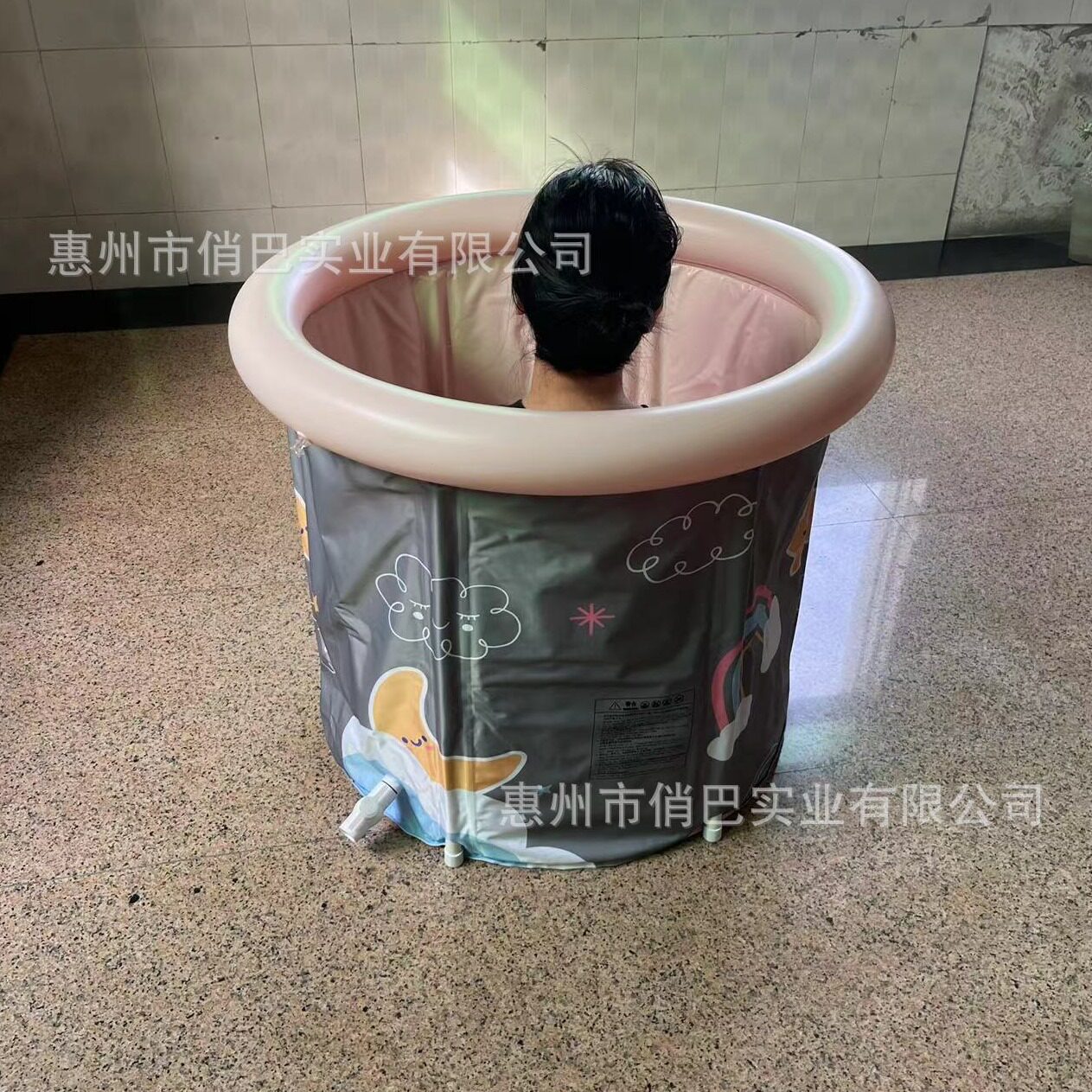 直销泡冰桶易收纳黑色浴桶大号加厚家用成人儿童支架桶坐浴盆80cm