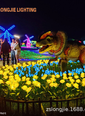 高70CM  LED插地仿真花灯厂家   玫瑰花仿真花插地花灯