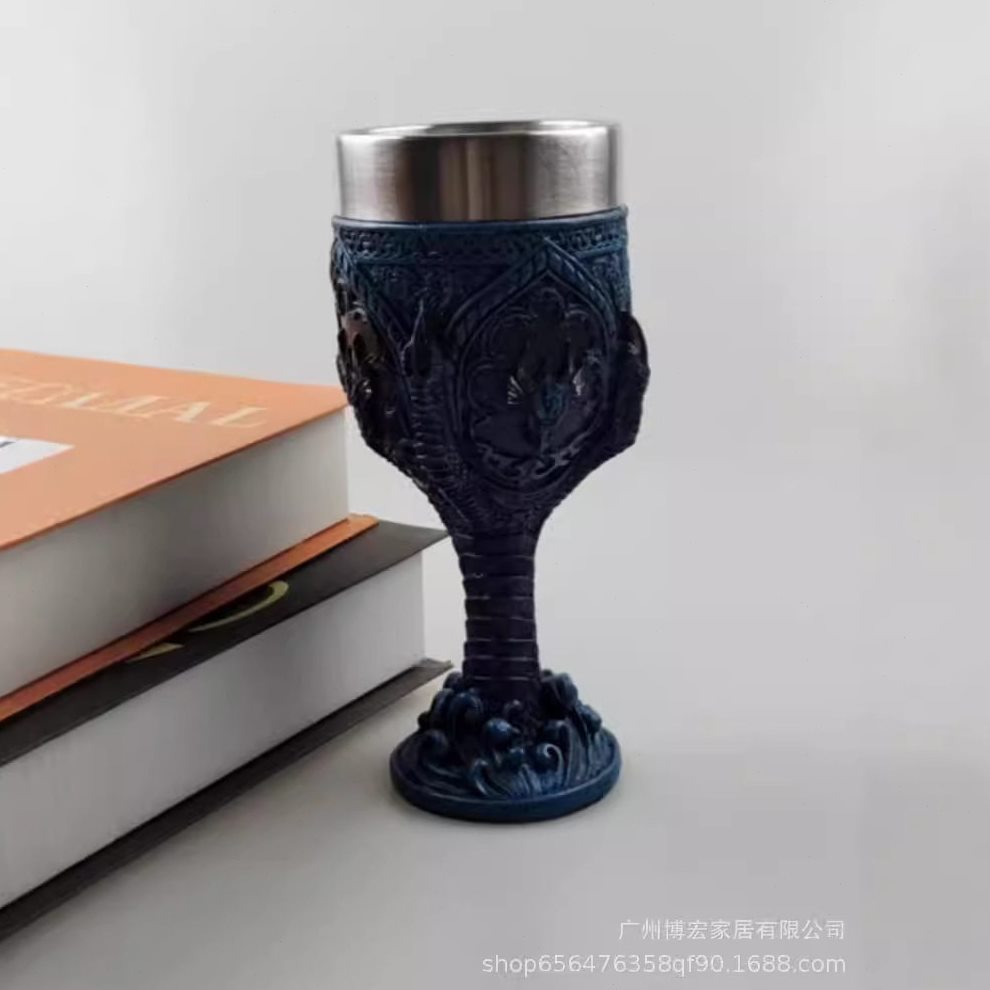 直销外贸原龙爪脚杯3D立体翼龙飞龙龙爪脚杯不锈钢内胆红酒杯