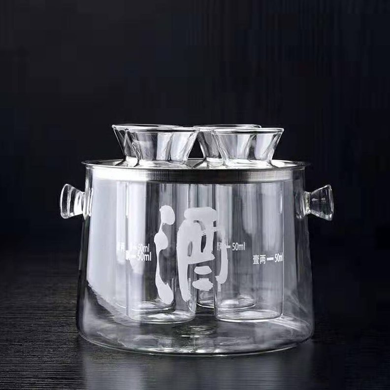 直销日式耐热玻璃黄酒温酒器烫酒壶清酒老式可加热暖酒半斤白酒壶
