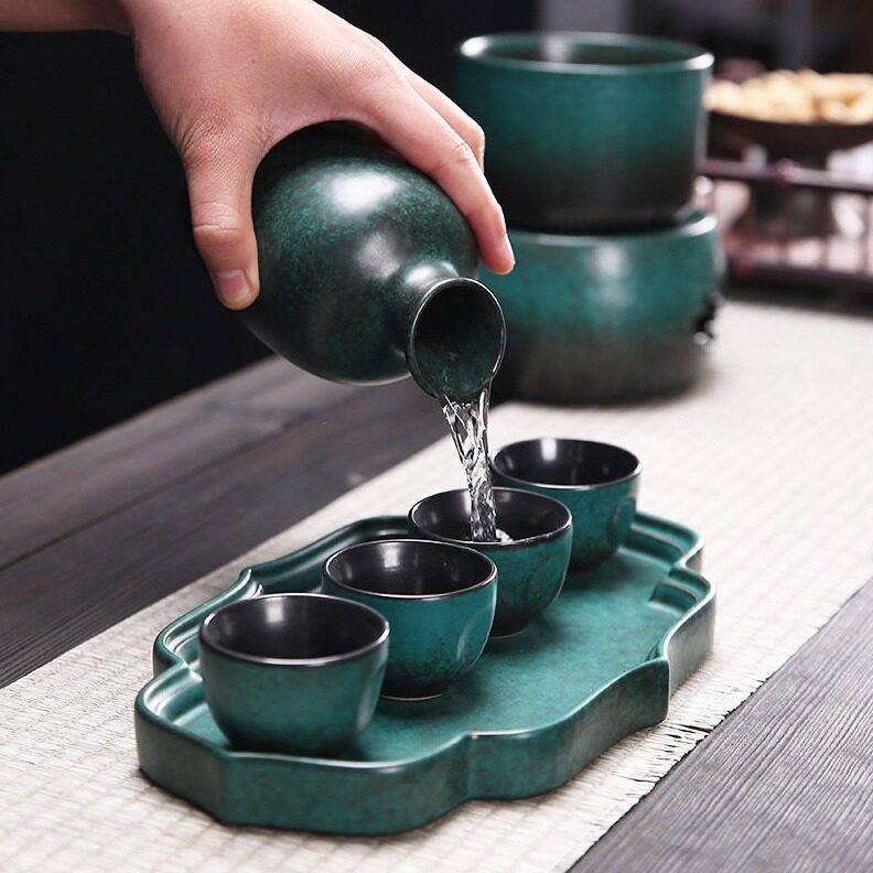 直销日式清酒壶套装家用黄酒烫酒器温酒壶陶瓷热酒器酒杯清酒具