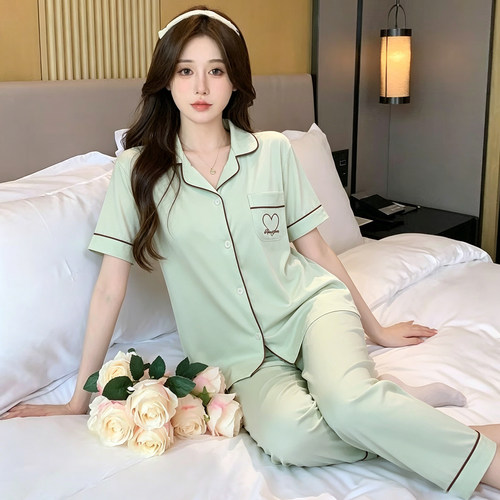 夏季女凉感薄款翻领可外穿睡衣