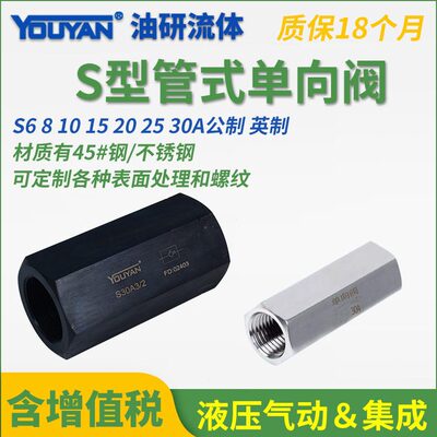 S6A11B管式S8A12液压S10A1.0/2向阀S15A31 S20A51 S30A2 S25A31