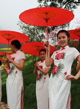 工艺伞走秀舞蹈伞红色舞台演出古典装饰天蓝粉红黄色复古新娘婚礼