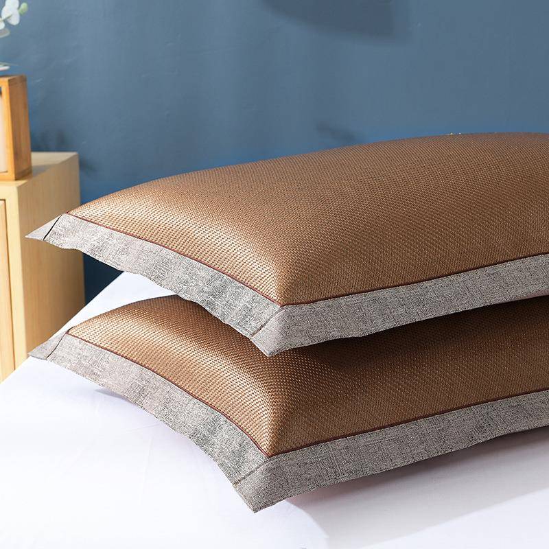 夏季凉席枕套成人冰藤枕芯套单人冰丝枕头套夏天凉爽竹枕席35×55