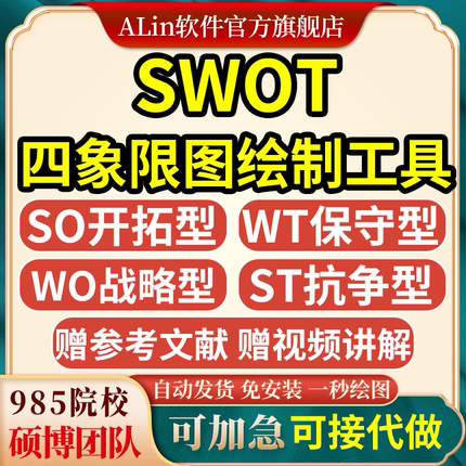 SWOT四象限图 一键绘制 附带视频讲解 参考文献/windows版/免安装
