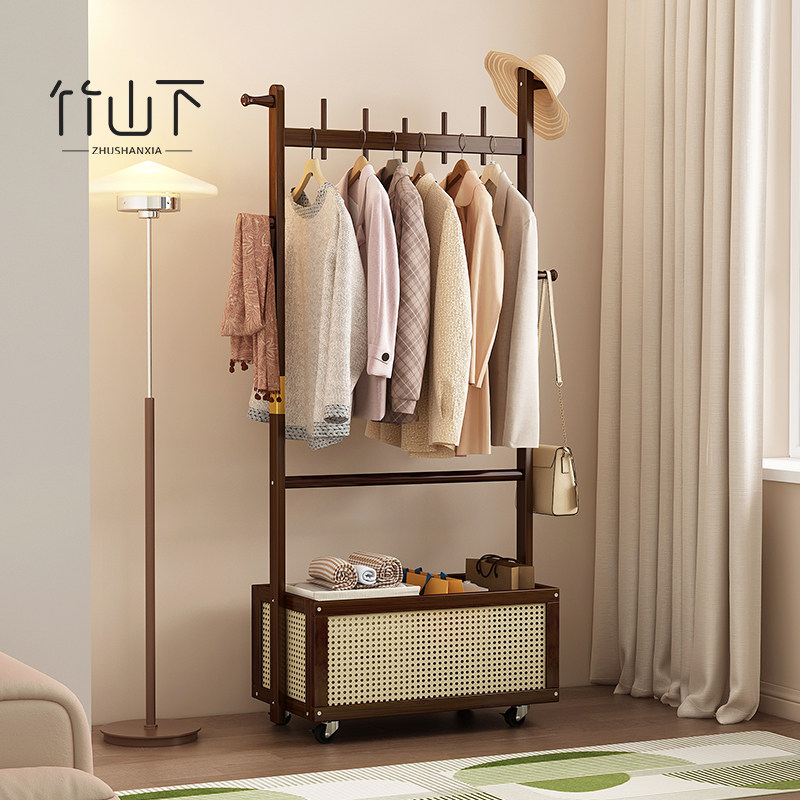 衣架卧室a落地家用可移动脏衣篓衣帽架置物架开放式衣柜钢琴键衣