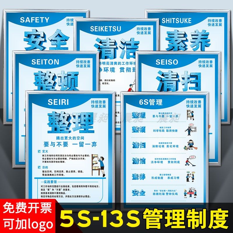 6S管理标识牌5S车间标语7S标贴宣传看板8S办公室安全生产警示标志