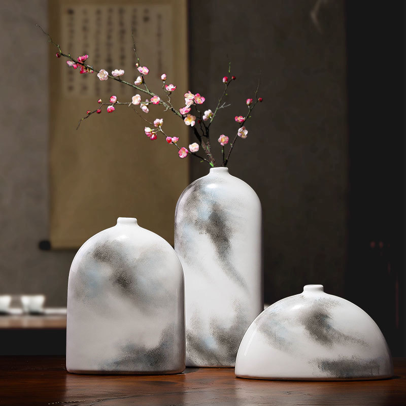 云雾手绘套装艺术品酒柜装t饰品花瓶摆件瓷瓶客厅现代简约插花个