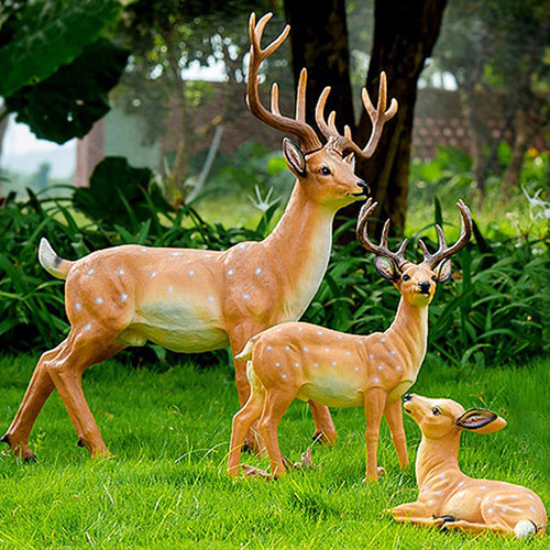 仿真梅花鹿雕塑摆件户外园林庭院草坪景观小品玻璃纤维麋鹿动物模