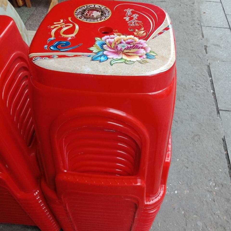 10张塑料凳子小板凳餐桌凳加厚熟胶I方凳成人椅子高凳换鞋凳面