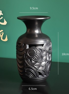 龙山黑陶办公桌摆件三件套纯手工送老师送客户企业高档礼品可定制