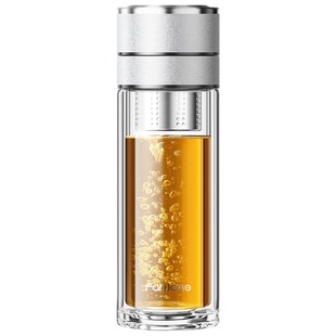 女隔热车载双层茶水分离杯泡茶水杯子 开盖玻璃杯男士