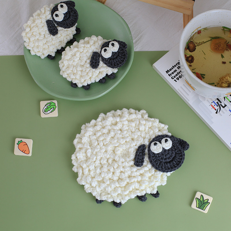 羊了个羊杯垫小羊胸m针毛线钩织diy材料包别针卡通动物水杯隔热垫,服饰配件/皮带/帽子/围巾,DIY编织材料包,淘宝优惠券,粉丝福利购,淘宝优惠卷