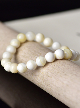 天然深海点黄贝壳手串佛珠108颗