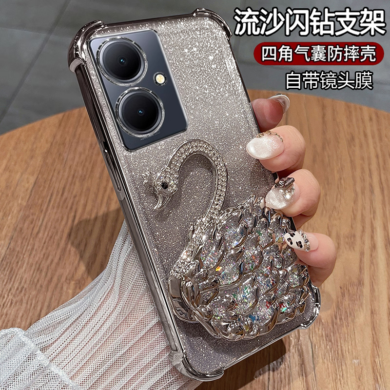 适用vivoy78+手机壳vivo保护y78十硅胶套V2271A带镜头膜t1版气囊全包防摔voviy透明voy曲面屏+t1女新款高级感