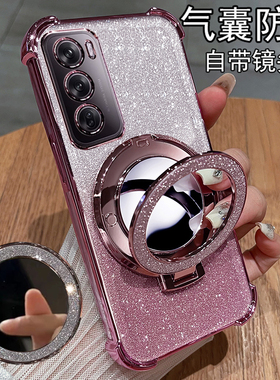 适用opporeno12手机壳reno12pro保护5G硅胶套oppo镜头膜全包PJV110防摔PJW透明软opporeon女款125g带镜子0pp0