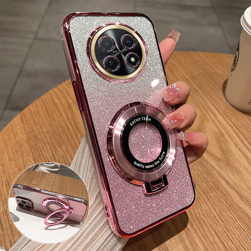 华为畅享60x硅胶透明软壳带支架