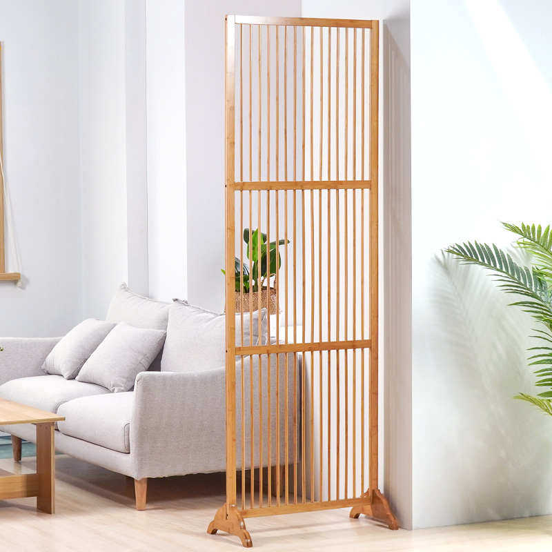 竹庭新中式进门屏风隔断帘现代简约客厅装饰玄关入户移动实木座屏