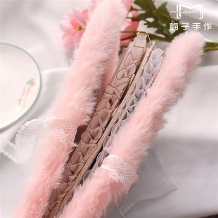 绒樱恋曲 活页蕾丝A5手帐本 毛绒粉蓝色卡册收纳 手账笔记日记本