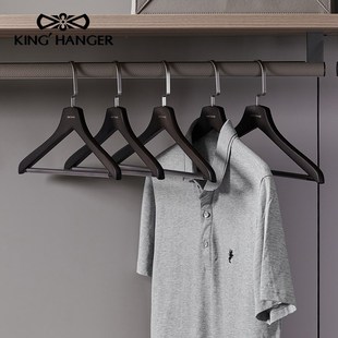 KH高端黑色实木衣架高档无痕防滑衣挂衣柜衣橱衣帽间专用木质衣撑