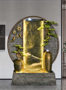 水幕墙流水背景花园摆件屏风x假山喷泉客厅玄关庭院落地流水墙装