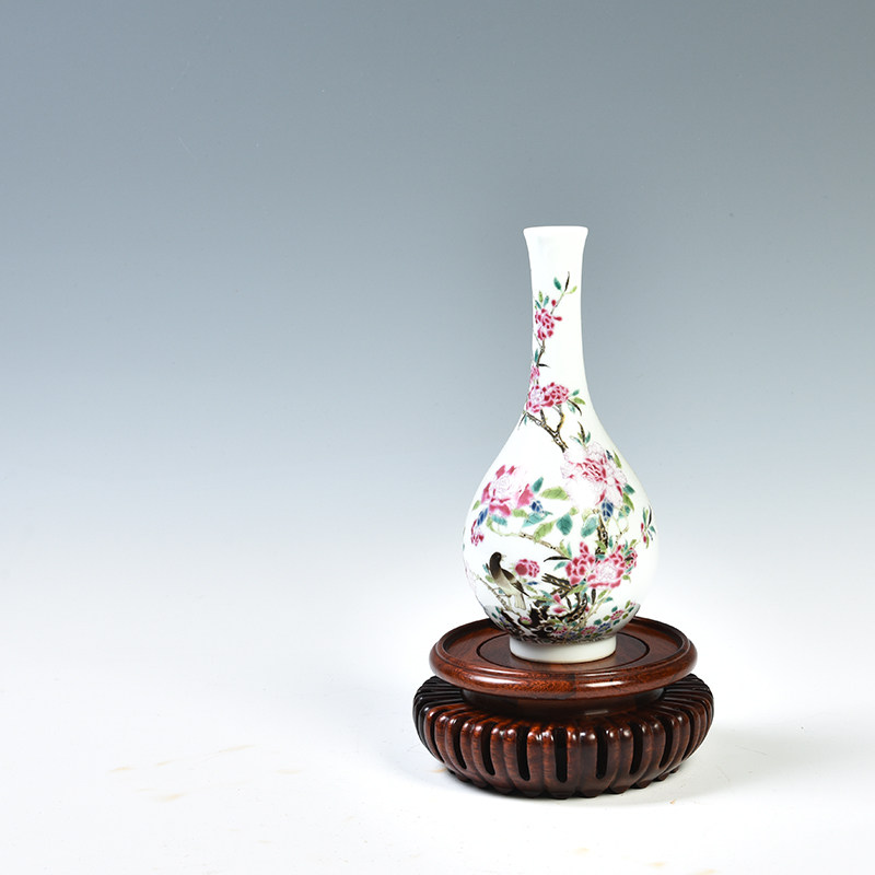 空棱款紫砂壶仿古董古玩工艺品花盆摆件花瓶底座圆形实木质架加高