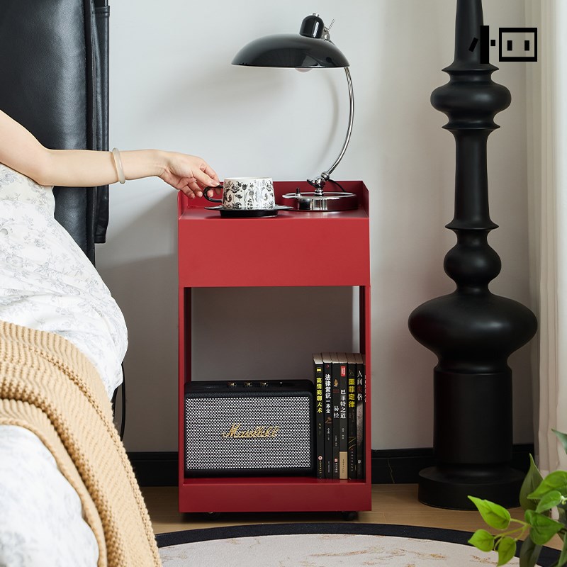 小四移动边几客厅家用网红茶几卧室中古床头柜可移动推车沙发边柜