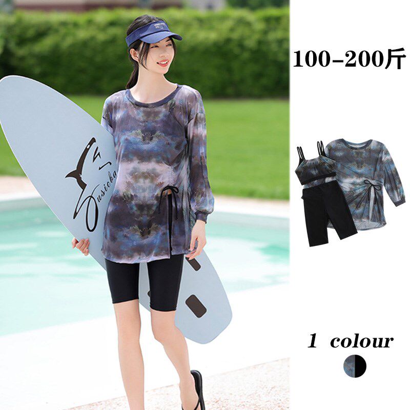 新款微胖泳衣女孩k遮肉显瘦分体三件套罩衫外搭高级感大码胖mm温