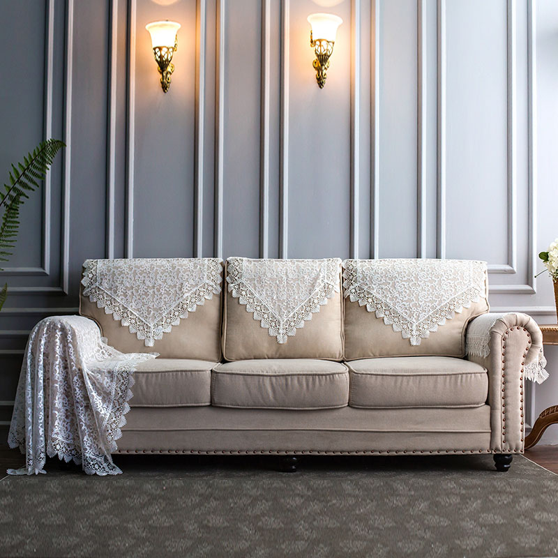 欧式蕾丝沙发巾靠背巾扶手巾沙发盖布白色防尘沙发套罩搭巾后背巾
