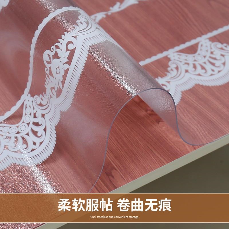 pv c视软玻璃电桌柜桌垫透明蕾丝餐布防水防油水晶RBL041板茶几垫