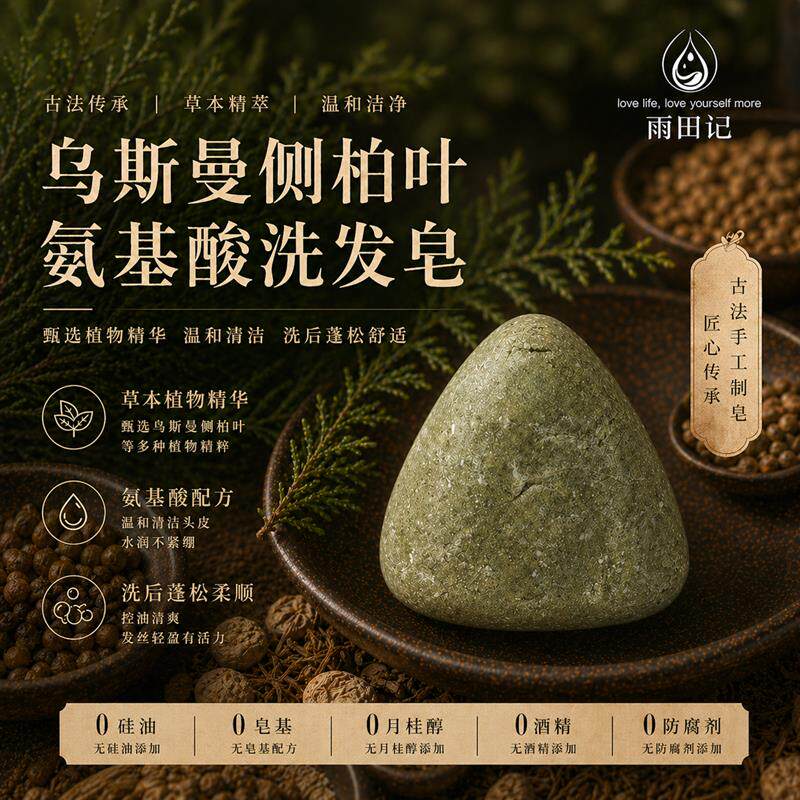 乌斯曼侧柏叶洗发k皂纯手工洗头皂无硅油天然草本氨基酸养发护发