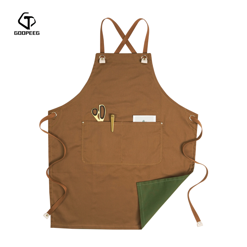 围裙定制logo园艺花艺咖啡师西餐厅宠物店时尚双面撞色工作服