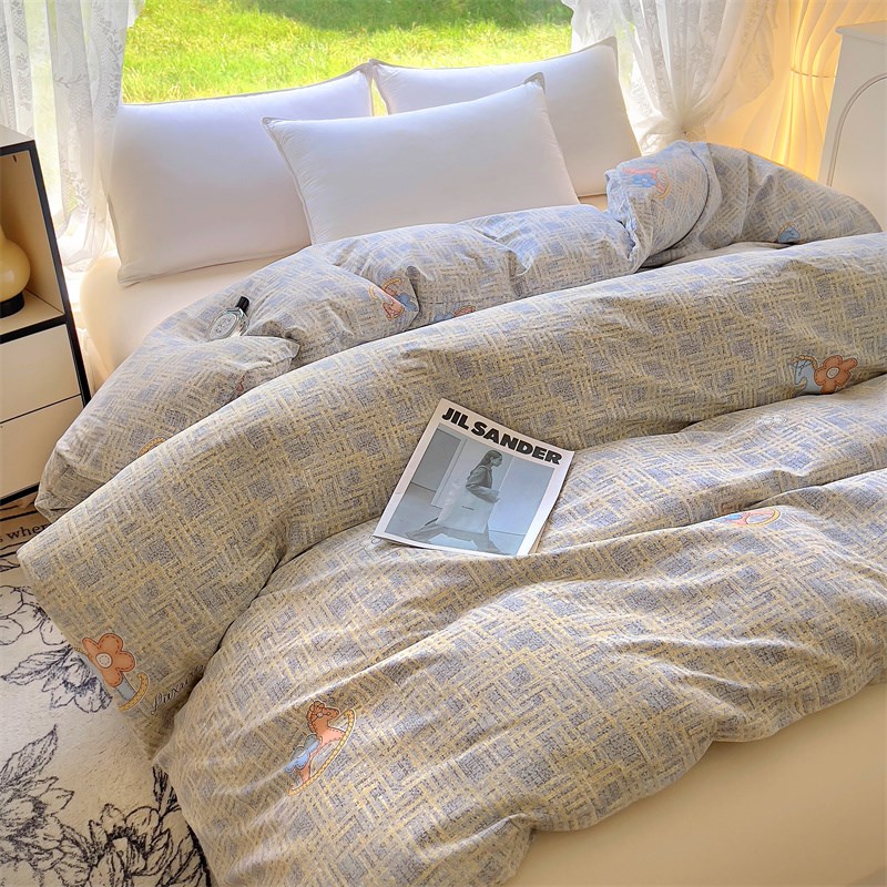 简约全棉磨毛床单单件100纯棉加厚1.8m床上圆角被单三件套秋冬季2